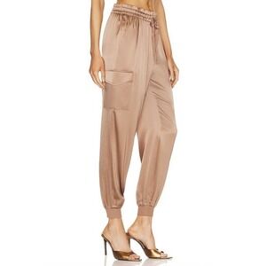 CAMI NYC Womens Elsie Silk Pants in Hickory Pull On Elastic Cuff Size Medium